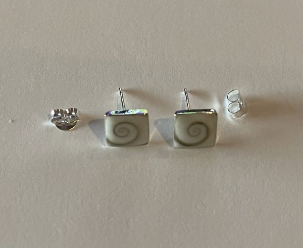 Tiny square cochlear shape stud earrings