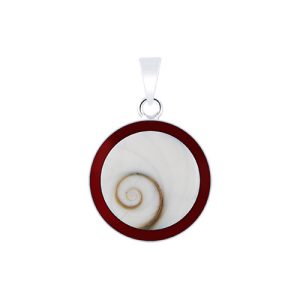 Round Cochlear Shaped pendant with Red Resin
